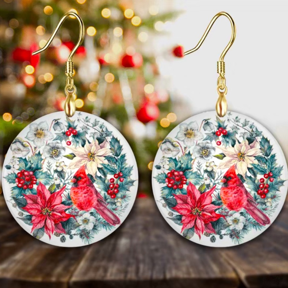Cardinal Christmas Acrylic Earrings